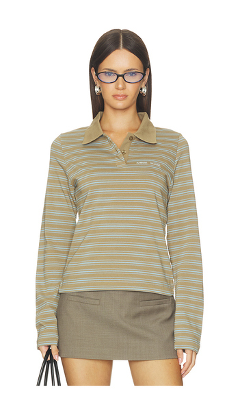  Samsoe Samsoe Sadonell Long Sleeve Polo In Brown. Size Xs. Also In S, M, L. 