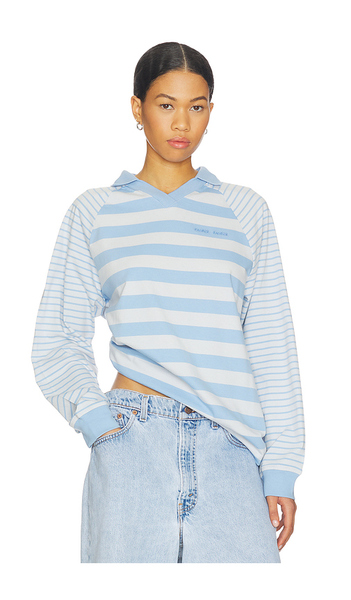  Samsoe Samsoe Saella Long Sleeve Polo In Blue. Size Xs. Also In S, M. 