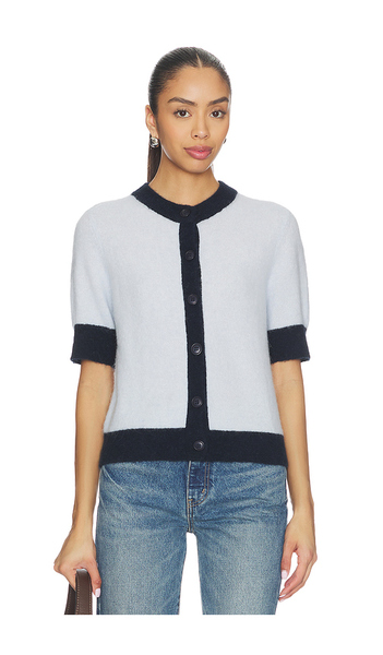  Samsoe Samsoe Sanoura Short Sleeve Cardigan In Navy,baby Blue. Size Xs. Also In S, M. 
