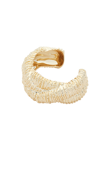  Self-portrait Textured Gold Twisted Cuff In Metallic Gold. 