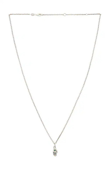  Serge De Nimes Oracle Necklace In Metallic Silver. 