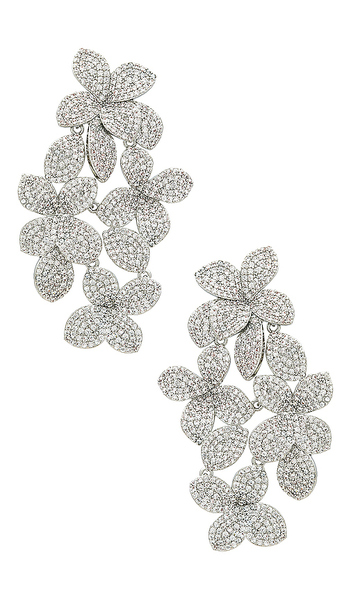  Shashi Alyssa Drop Earrings In Metallic Silver. 