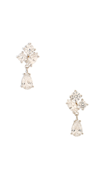  Shashi Camille Drop Earring In Metallic Silver. 