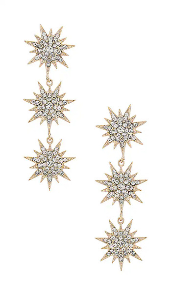  Shashi Celestial Drop Earrings In Metallic Gold. 