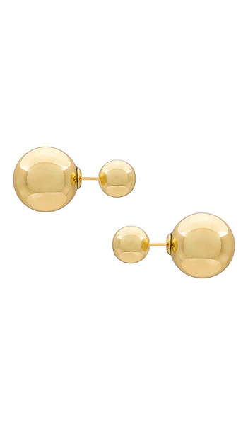  Shashi Double Ball Earring In Metallic Gold. 