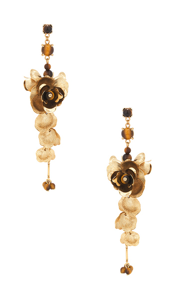  Shashi Gardenia Earring In Metallic Gold. 