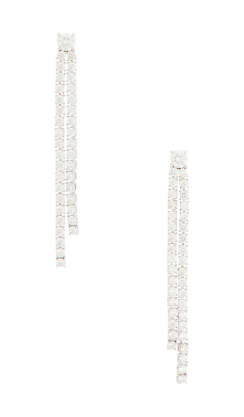  Shashi Solitaire Tennis Drop Earring In Metallic Silver. 