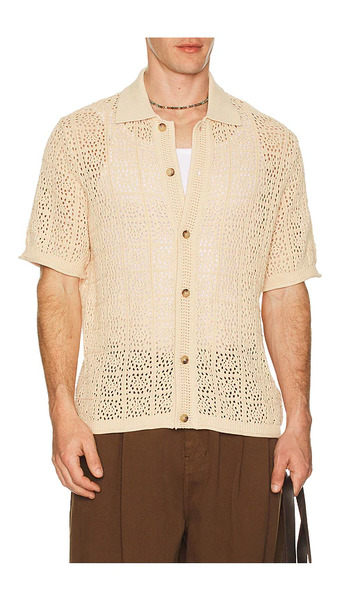  Simkhai Billy Short Sleeve Shirt In Brown. Size S. Also In M, L, Xl/1x, Xxl/2x. 