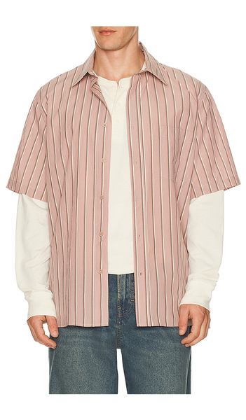  Simkhai Deacon Short Sleeve Oversized Shirt In Pink. Size S. Also In M, L, Xl/1x, Xxl/2x. 