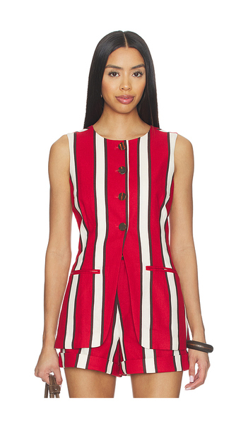  Simonmiller Del Mar Linen Vest In Red. Size 0. Also In 2, 4, 6, 8. 