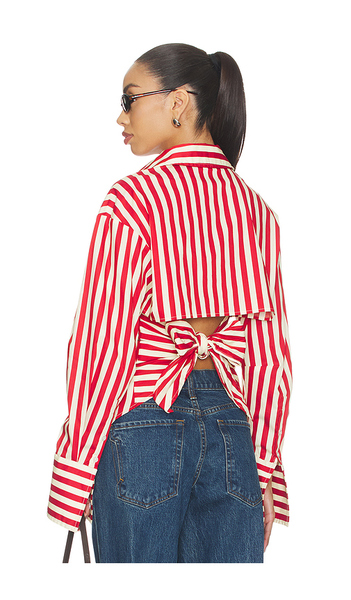  Simonmiller Loch Poplin Button Up In Red,cream. Size Xs. Also In S. 