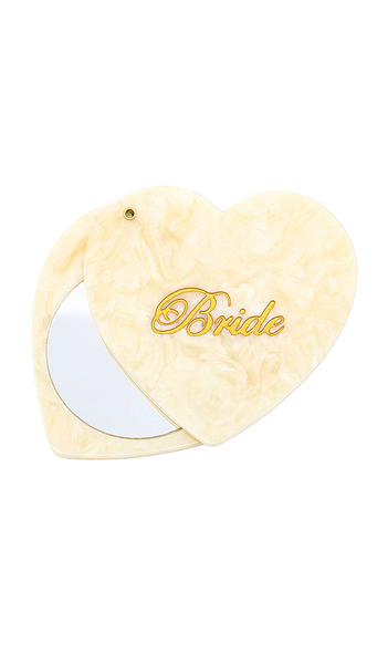  Solar Eclipse Hand-painted Bride Compact Mirror In Cream. 