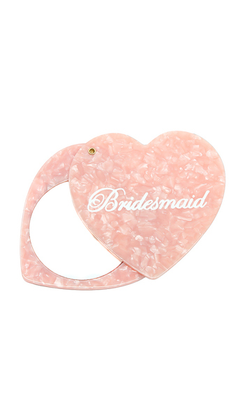  Solar Eclipse Hand-painted Bridesmaid Compact Mirror In Pink. 