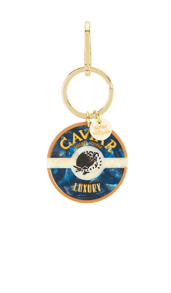  Solar Eclipse Hand-painted Caviar Bag Charm + Keychain In Blue. 