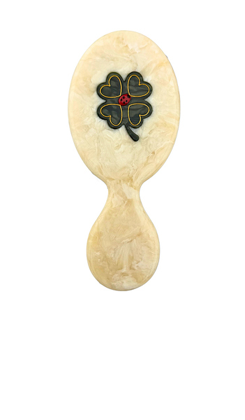  Solar Eclipse Hand-painted Clover Handbag Hero Brush In Ivory. 