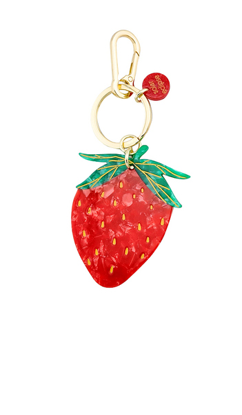 Solar Eclipse Hand-painted Strawberry Bag Charm + Keychain In Red. 
