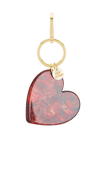  Solar Eclipse Limited Edition Handmade Heart Bag Charm + Keychain In Burgundy. 