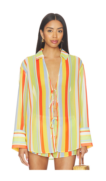  Solid & Striped The Jaclyn Tunic In Orange,green. Size Xs. Also In M, L. 