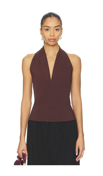  St. Agni Halter Wrap Top In Brown. Size M. Also In L. 