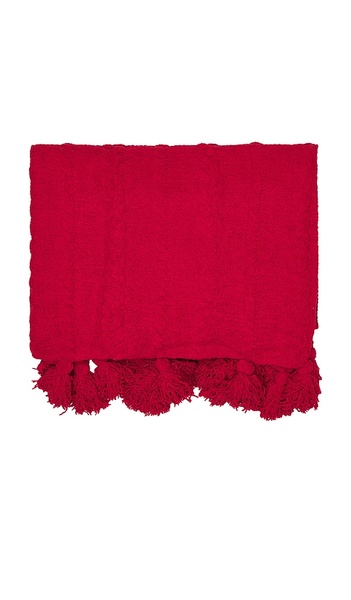  Sunday Citizen Braided Pom Pom Throw In Red. 
