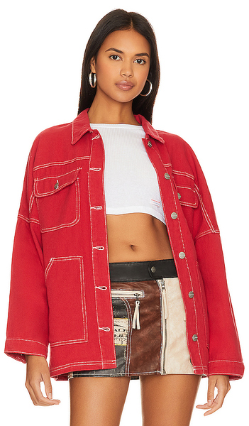  Superdown Davey Denim Jacket In Red. Size S. Also In Xxs, Xs, M, L. 