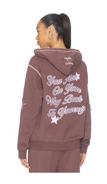  The Mayfair Group Orebella By Bella Hadid X Mayfair On Your Way Back To Yourself Zip-up Hoodie In Brown. Size S/m. Also In Xs, M/l, L/xl. 