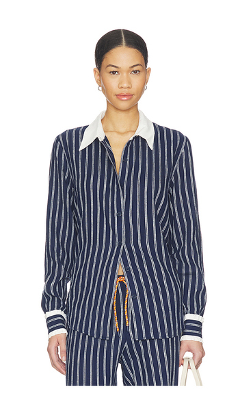  The Upside Belize Bobbi Collared Top In Navy. Size Xs. Also In S, M, L. 