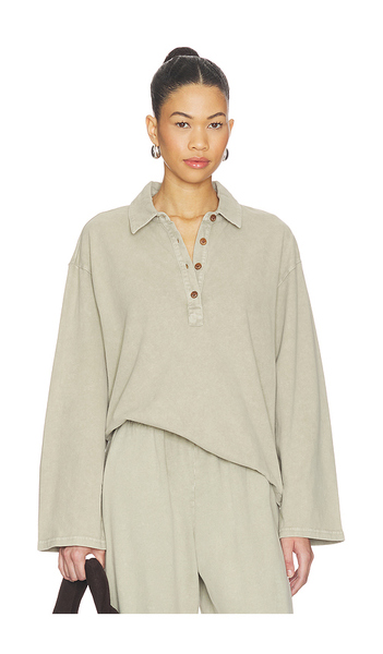  The Upside Soho Rhea Collared Top In Sage. Size M. Also In L. 