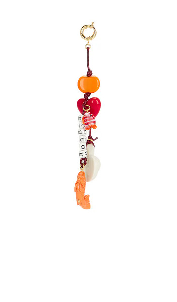  Timeless Pearly Charms Keychain In Metallic Gold. 