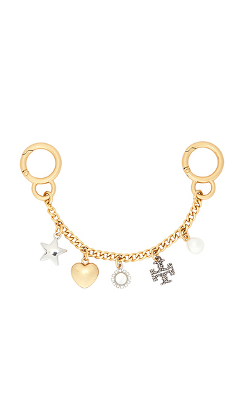  Tory Burch Charms Key Fob In Metallic Silver. 