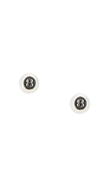  Two Jeys 8 Ball Earrings In Metallic Silver. 