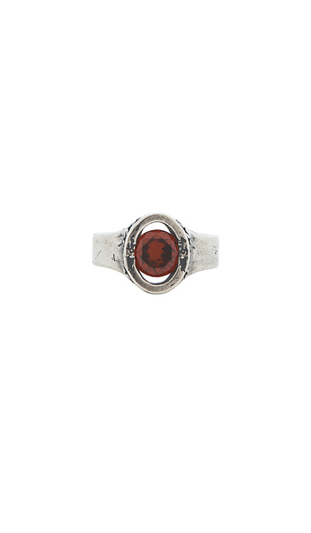  Two Jeys Icon Link Ruby Ring In Metallic Silver. Size 16. Also In 18, 20, 22. 