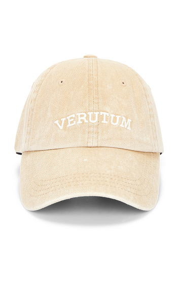  Verutum Lettering Denim Cap In Brown. 