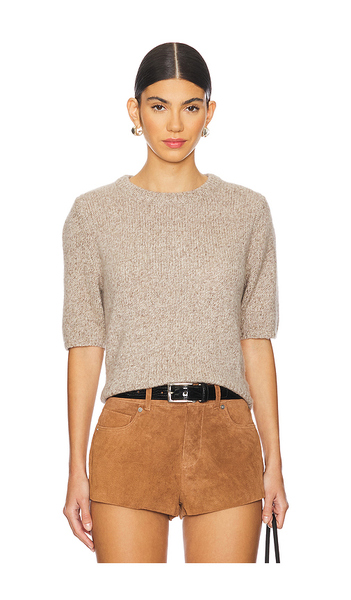  W. Cashmere Brenda Short Sleeve Pullover In Brown. Size L. Also In S. 