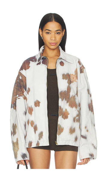  We11done Cowhide Print Work Jacket In Light Grey. Size S. Also In M. 