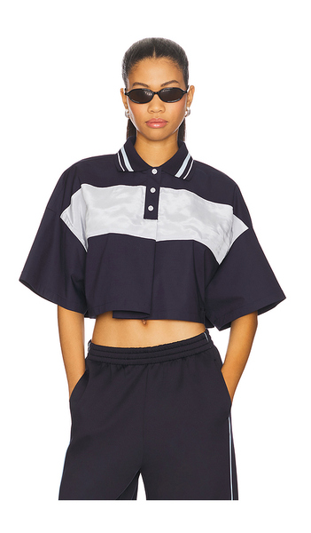  We11done Cropped Polo Top In Navy. Size S. Also In M, L. 