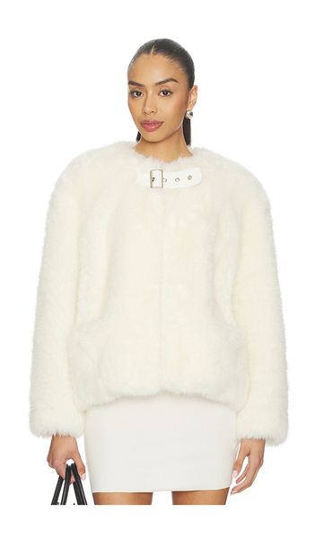  We11done Faux Fur Belt Jacket In Ivory. Size S. Also In Xs, M, L. 