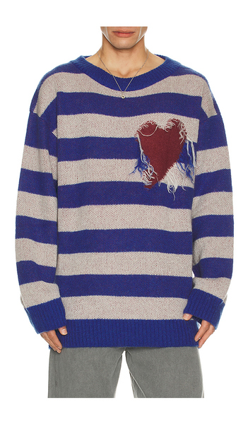  We11done Grunge Stripe Pullover In Blue. Size S. Also In M, L. 