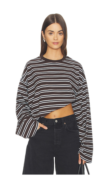  Weworewhat Boxy Oversized Crew Neck In Brown,blue. Size S/m. Also In Xxs/xs, L/xl. 