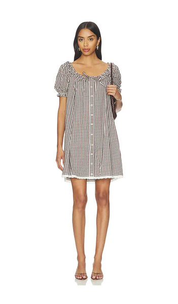  Weworewhat Puff Sleeve Button Up Mini Dress In Brown. Size S. Also In Xs. 