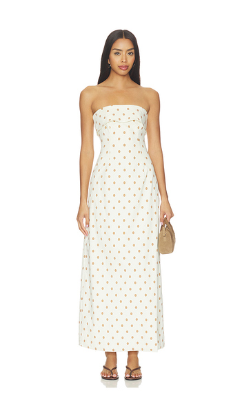  Weworewhat Strapless Fold Over Midi Dress In Cream. Size S. Also In Xs, M, L. 