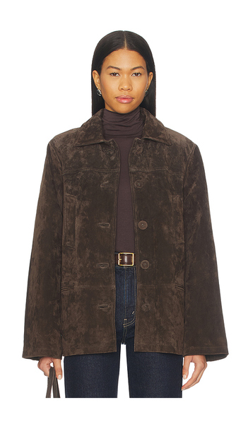  Weworewhat X Premium Suede Button Front Jacket In Chocolate. Size S. Also In M. 