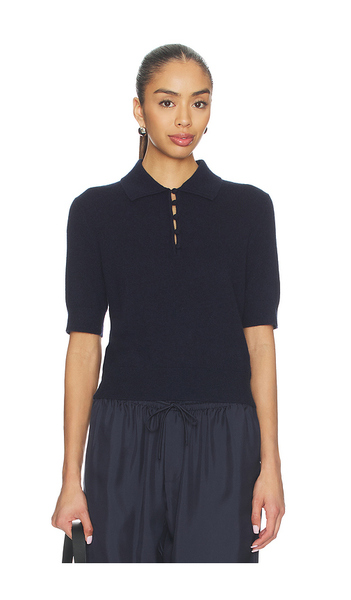  White & Warren Cashmere Button Polo In Navy. Size Xs. Also In M, L. 