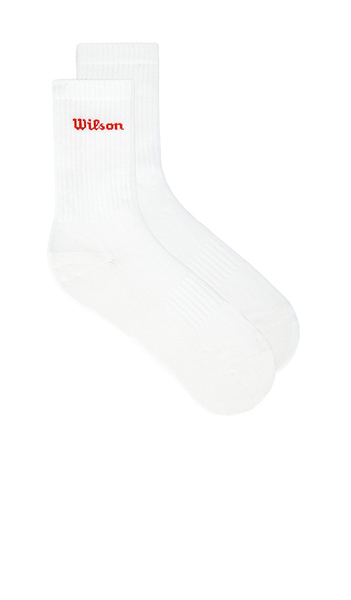 Wilson Crew Logo Sock 3 Pack In White. Size M. Also In L, S. 