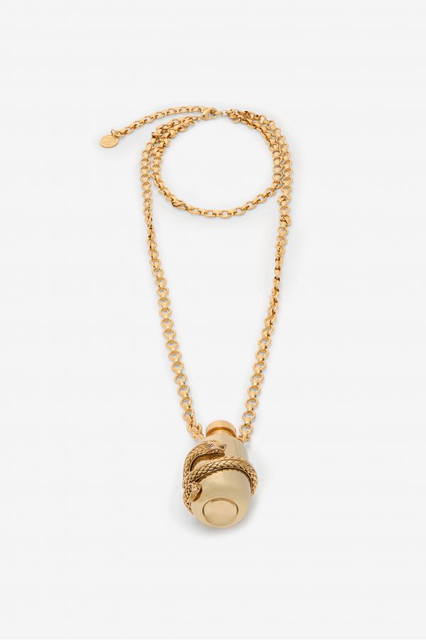  Roberto Cavalli Antiqued Gold Necklace With Pendant And Snake Motif - Female Fashion Jewelry Old Gold Unica 