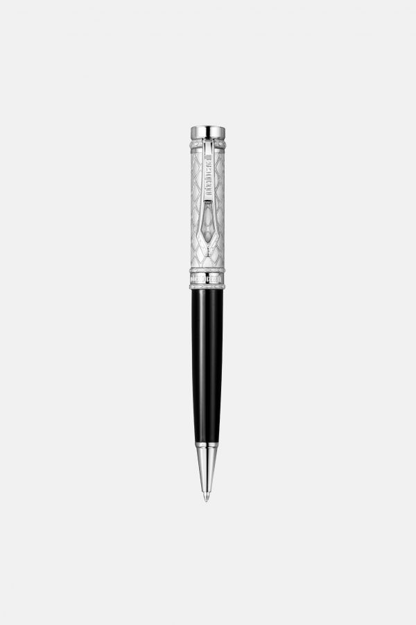  Roberto Cavalli Roberto Cavalli Ballpoint Pen, Silver Color & Black Lacquer -  Pens Silver Black Unica 