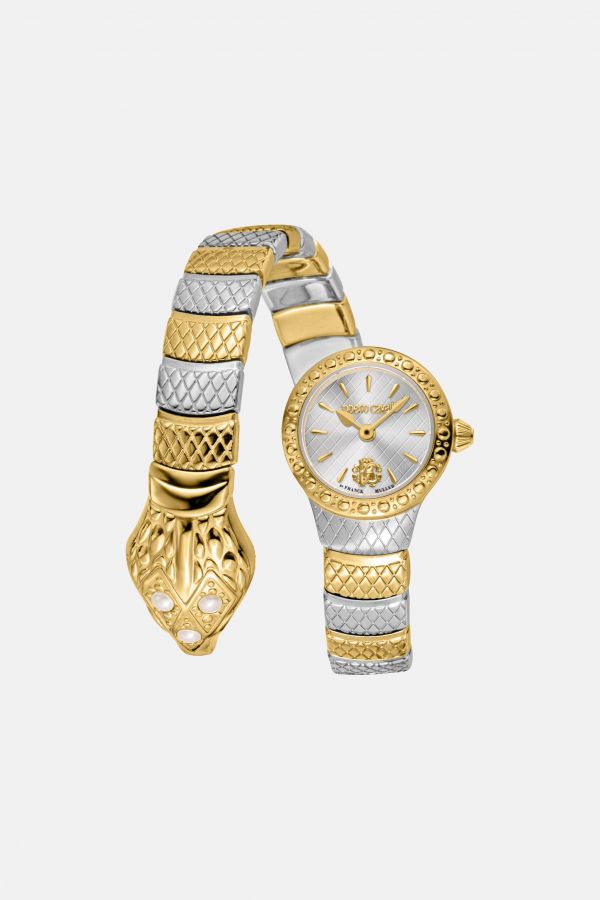  Roberto Cavalli Roberto Cavalli By Franck Muller Signature Snake Watch - Female Watches Silver/gold 20~mm 