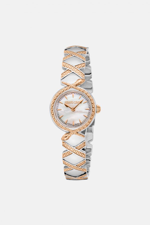  Roberto Cavalli Roberto Cavalli By Franck Muller Snake Core Watch - Female Watches Silver & Rose Gold Unica 
