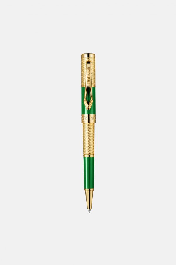  Roberto Cavalli Roberto Cavalli Chevron Ballpoint Pen, Gold Color & Green Lacquer  -  Bags & Accessories Gold Unica 