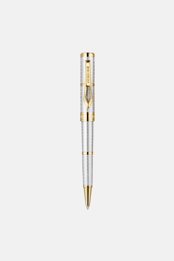  Roberto Cavalli Roberto Cavalli Chevron Ballpoint Pen, Two Tone Silver & Gold Color -  Bags & Accessories Silver & Gold Unica 